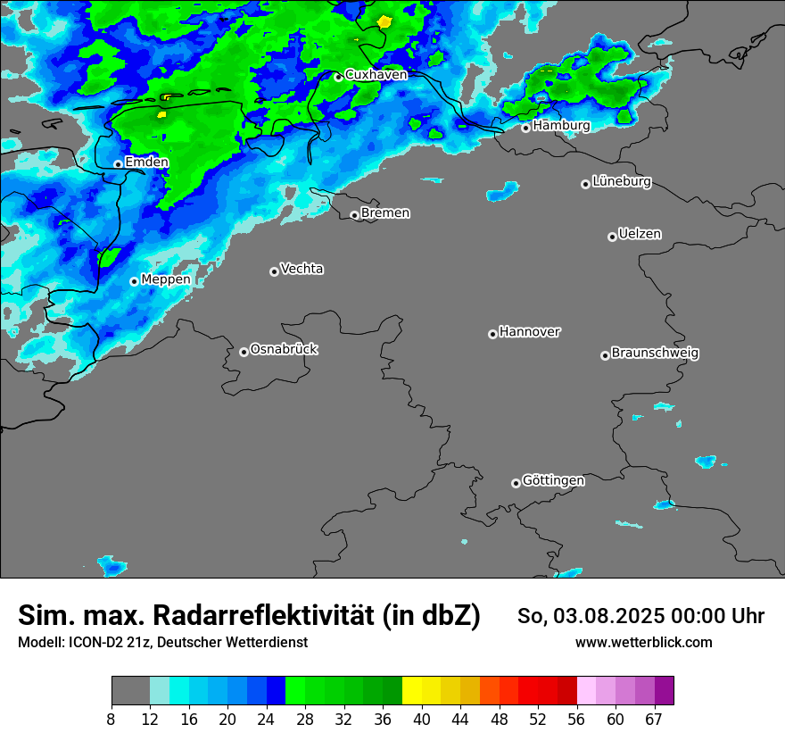 Modellkarten Simuliertes Radarbild