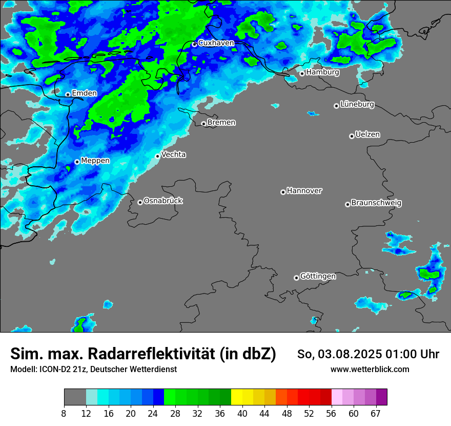 Modellkarten Simuliertes Radarbild