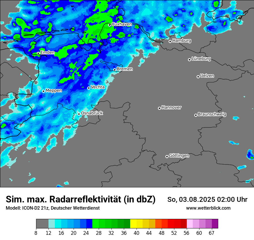 Modellkarten Simuliertes Radarbild