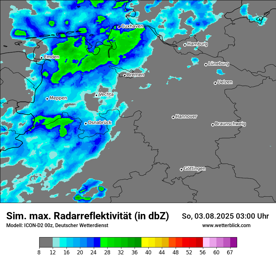 Modellkarten Simuliertes Radarbild