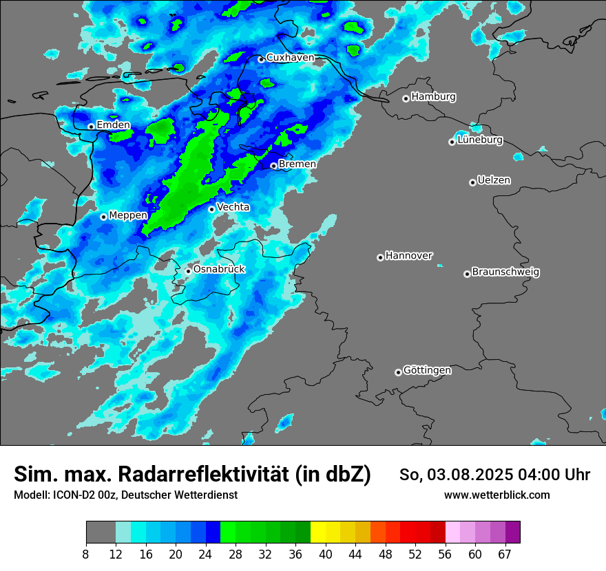 Modellkarten Simuliertes Radarbild