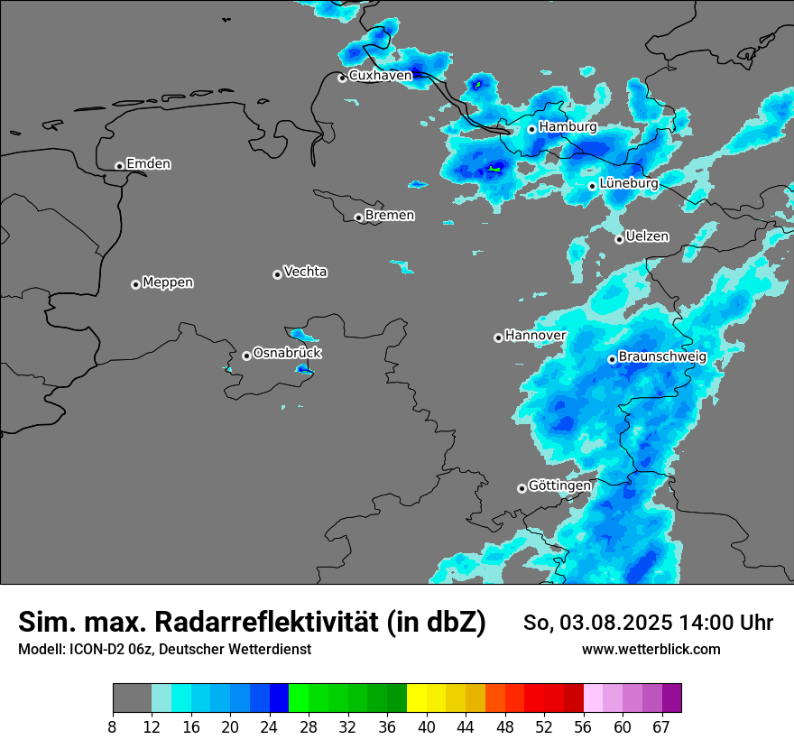 Modellkarten Simuliertes Radarbild