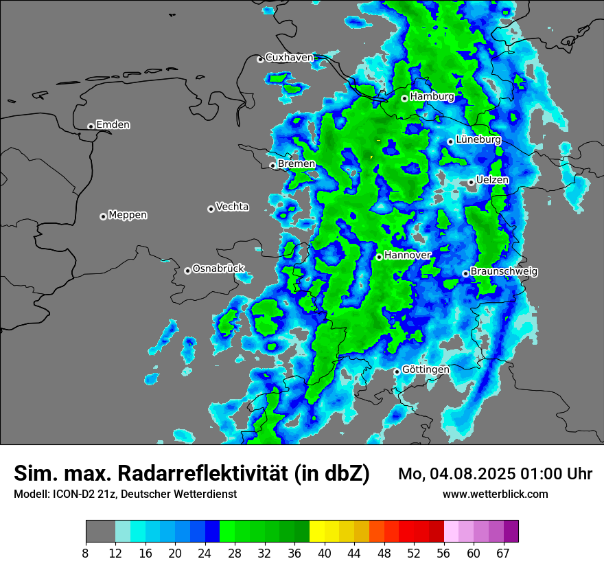 Modellkarten Simuliertes Radarbild