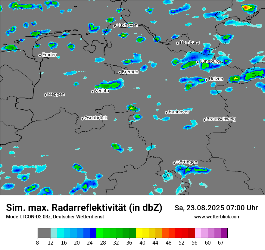 Modellkarten Simuliertes Radarbild