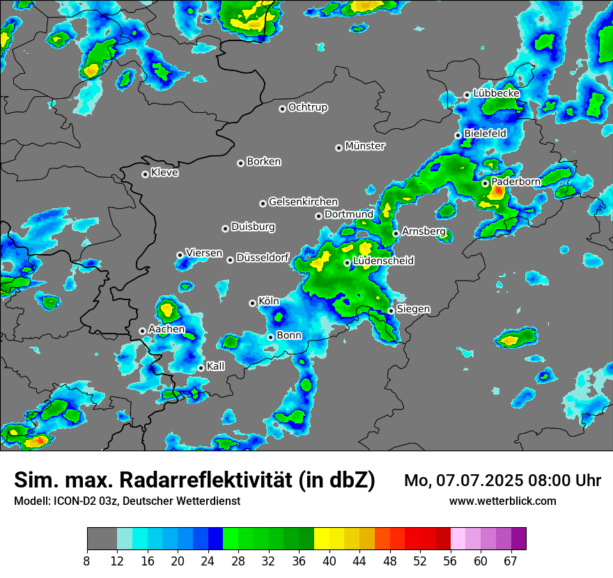 Modellkarten Simuliertes Radarbild