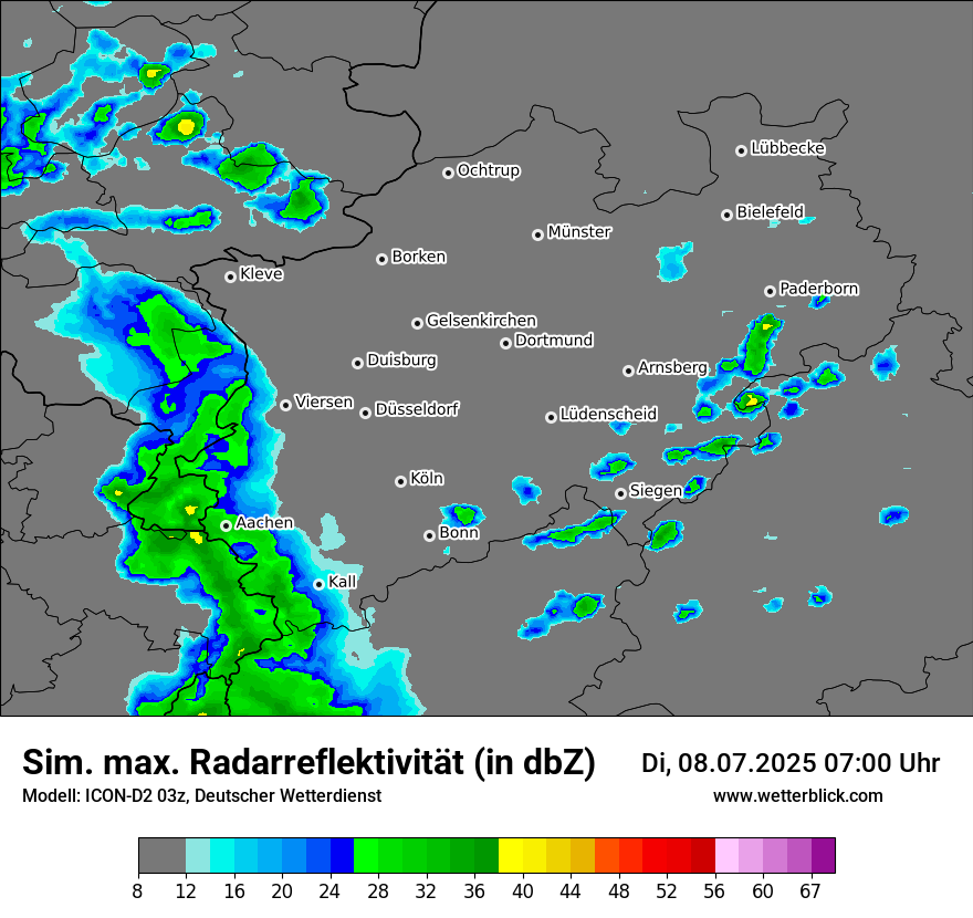 Modellkarten Simuliertes Radarbild