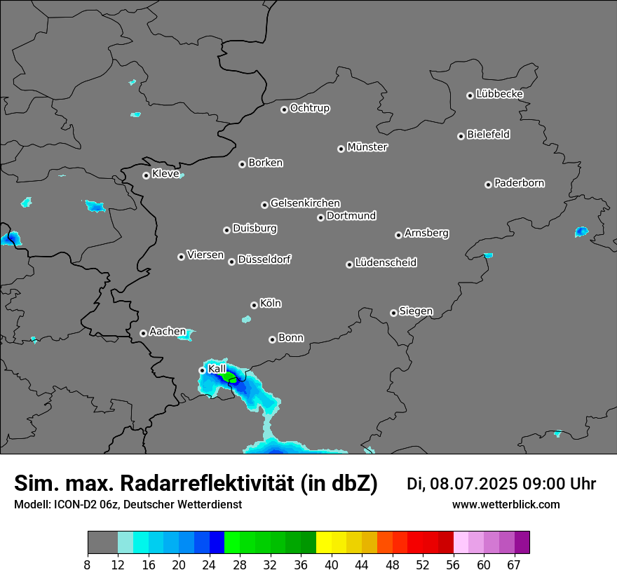 Modellkarten Simuliertes Radarbild
