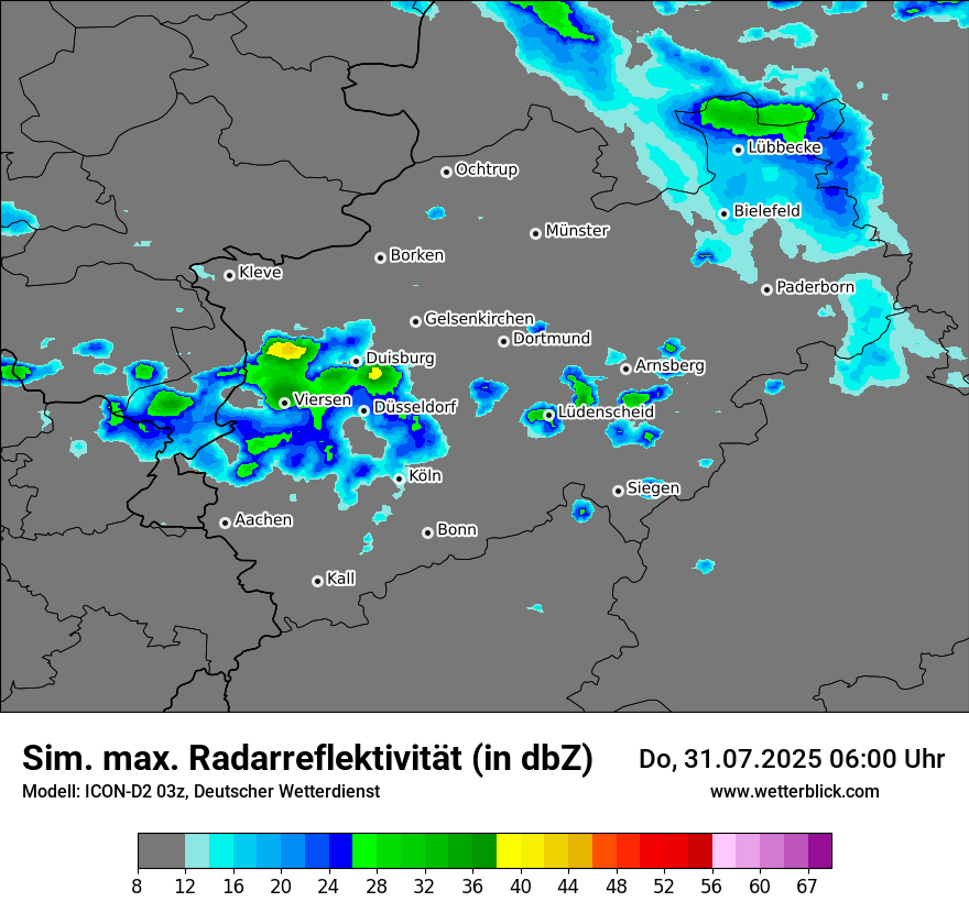 Modellkarten Simuliertes Radarbild