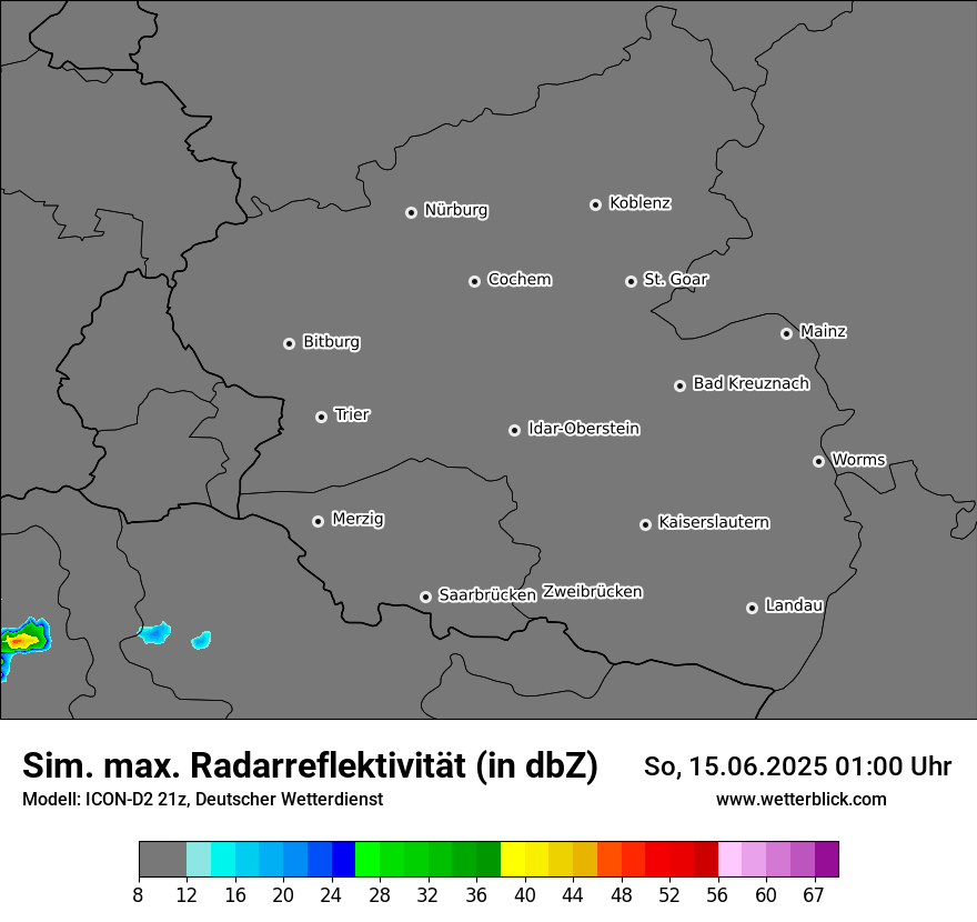 Modellkarten Simuliertes Radarbild