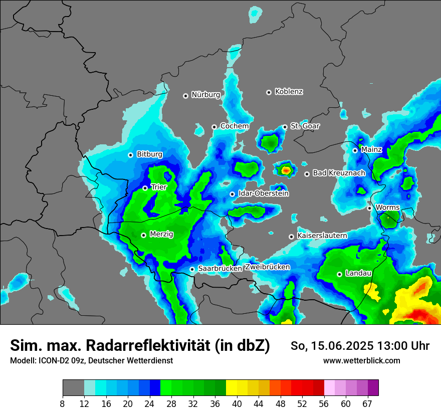 Modellkarten Simuliertes Radarbild