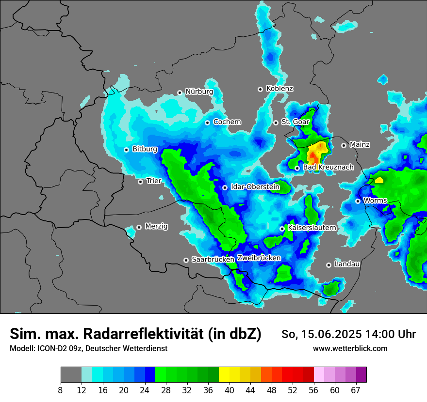 Modellkarten Simuliertes Radarbild