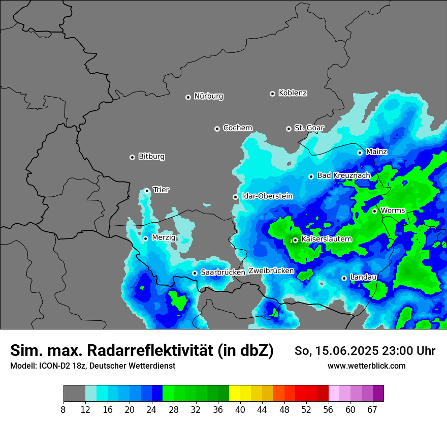 Modellkarten Simuliertes Radarbild