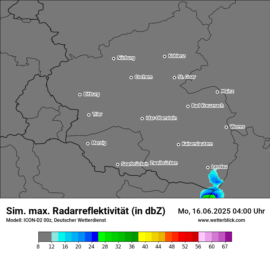 Modellkarten Simuliertes Radarbild