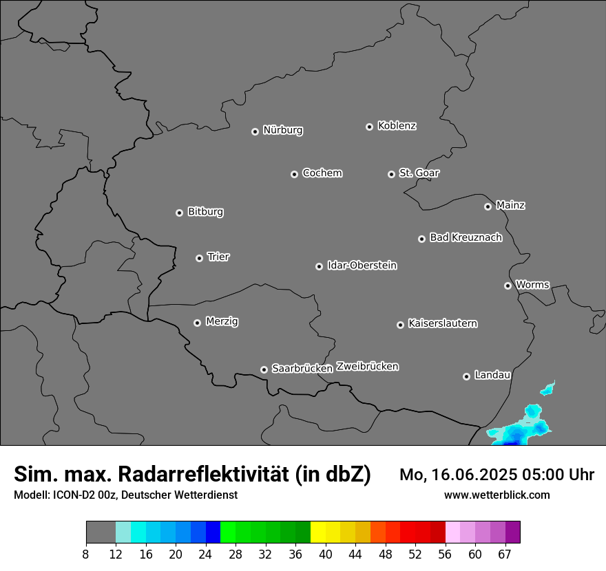 Modellkarten Simuliertes Radarbild
