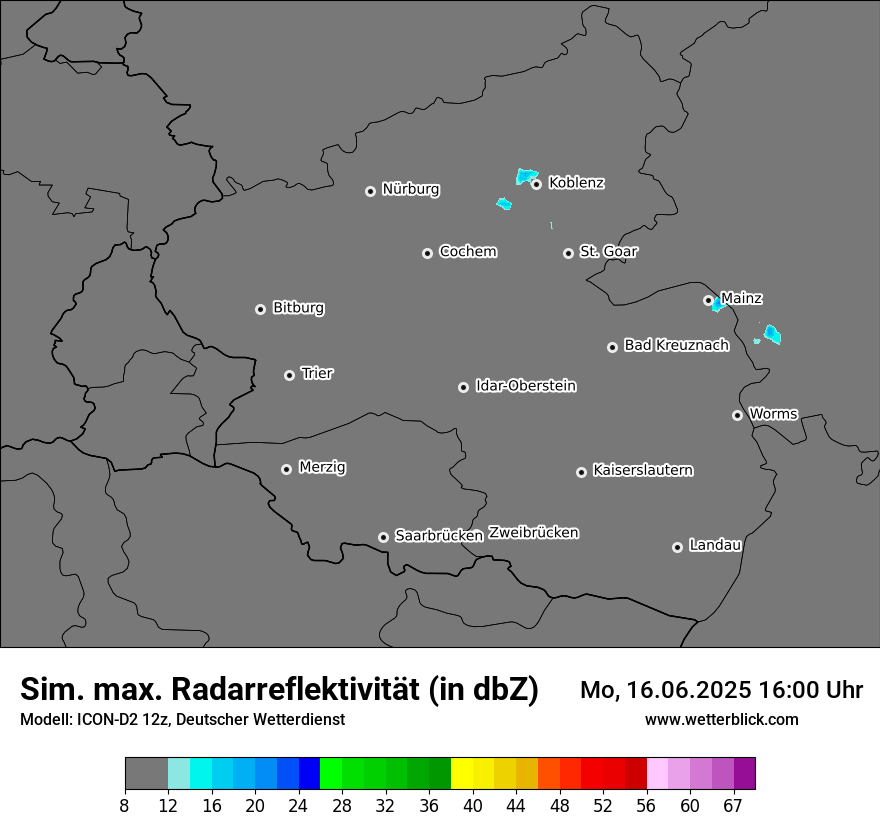 Modellkarten Simuliertes Radarbild