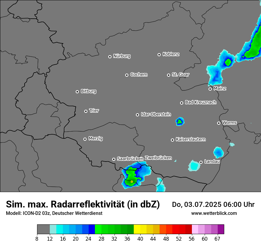 Modellkarten Simuliertes Radarbild