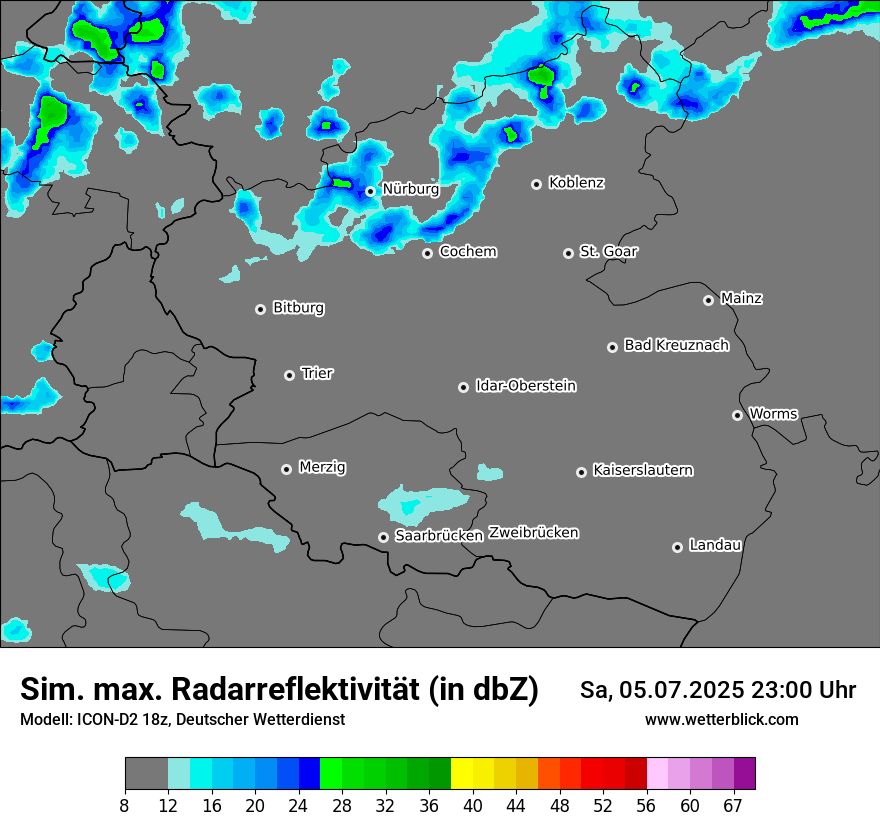Modellkarten Simuliertes Radarbild