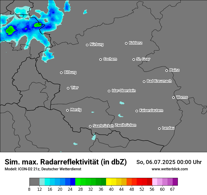 Modellkarten Simuliertes Radarbild