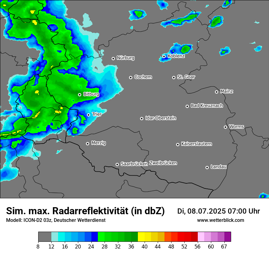 Modellkarten Simuliertes Radarbild