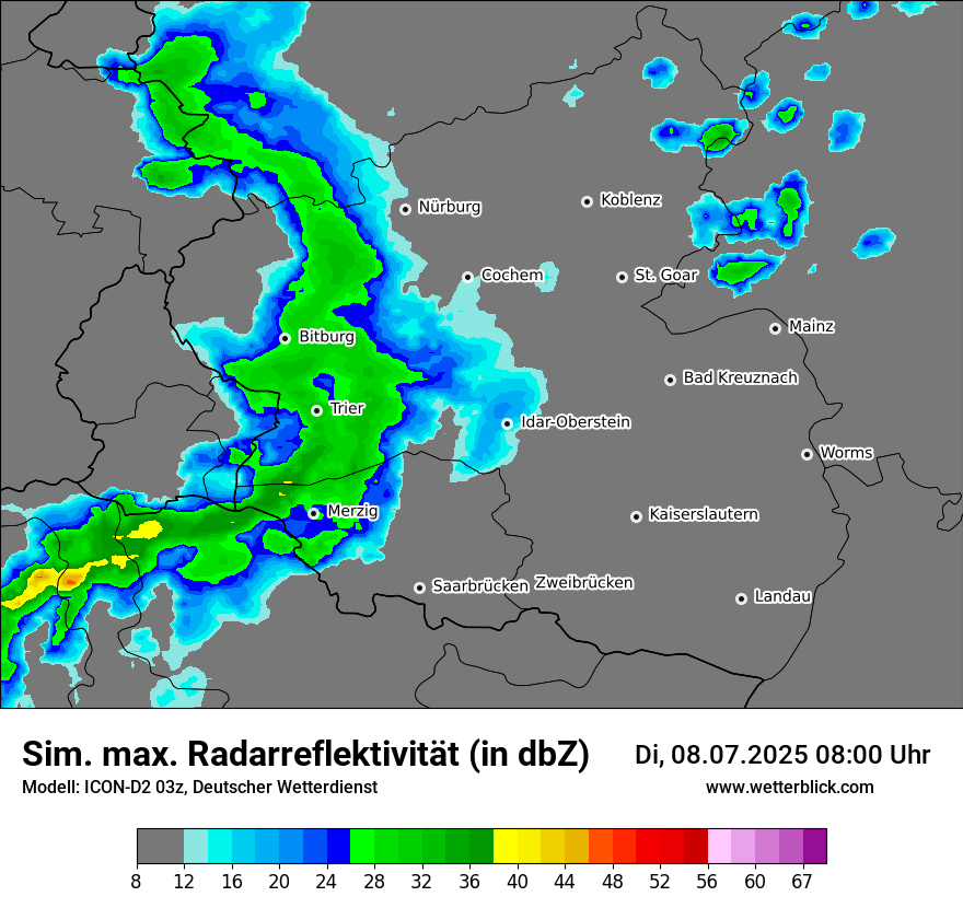 Modellkarten Simuliertes Radarbild