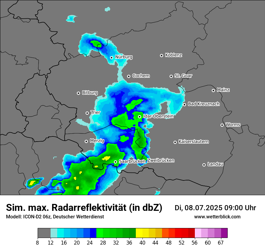 Modellkarten Simuliertes Radarbild