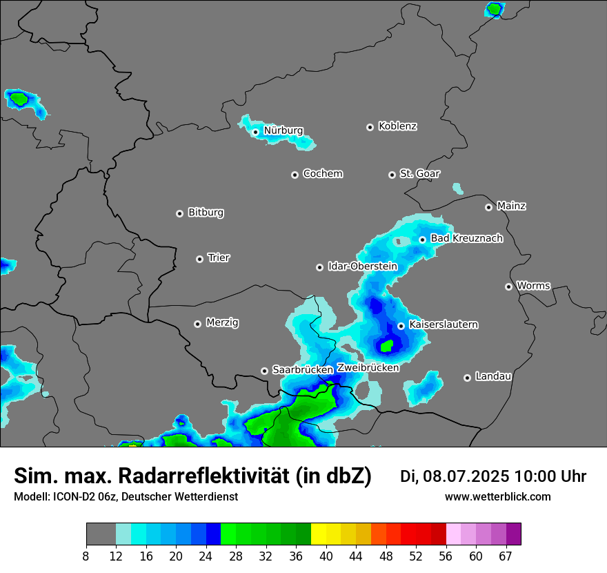 Modellkarten Simuliertes Radarbild