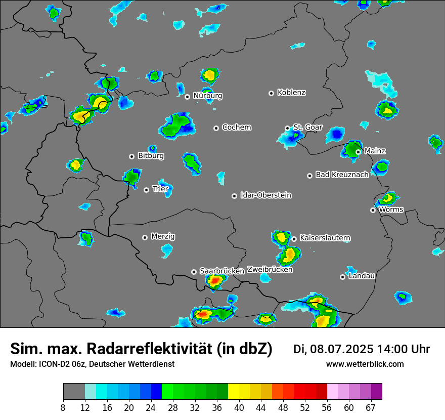 Modellkarten Simuliertes Radarbild