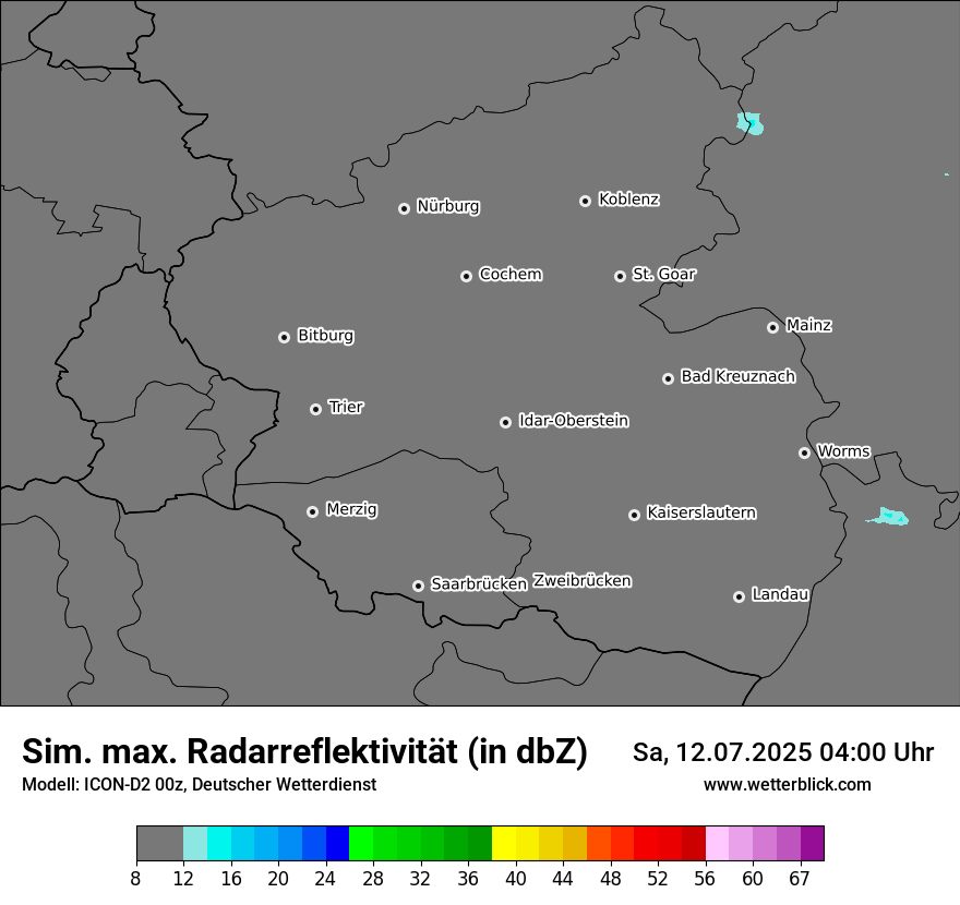 Modellkarten Simuliertes Radarbild