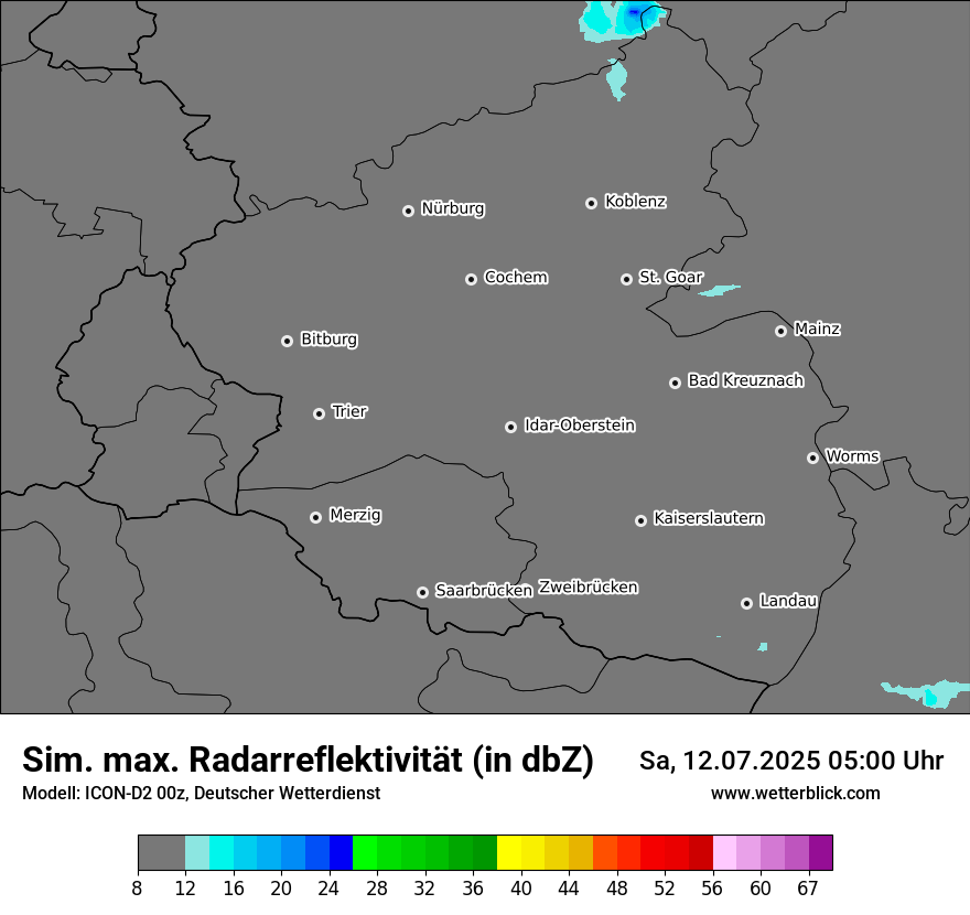 Modellkarten Simuliertes Radarbild
