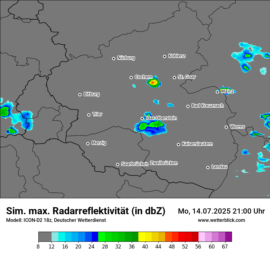 Modellkarten Simuliertes Radarbild