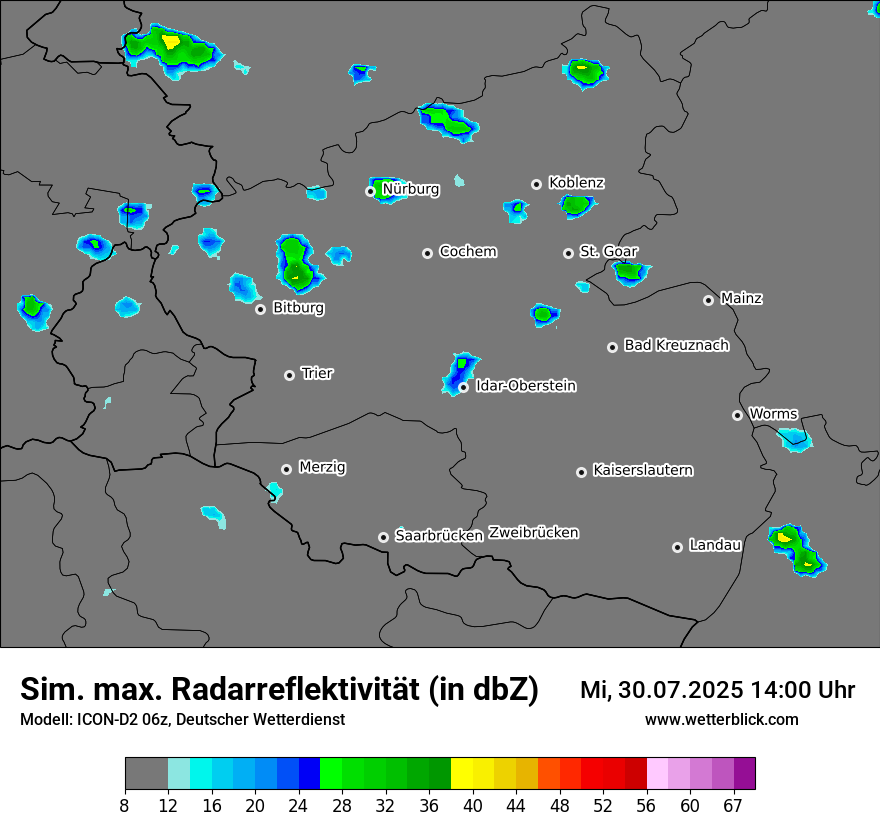 Modellkarten Simuliertes Radarbild