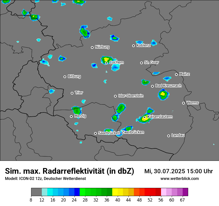 Modellkarten Simuliertes Radarbild