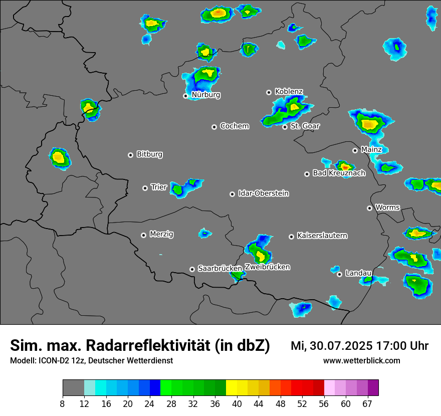 Modellkarten Simuliertes Radarbild