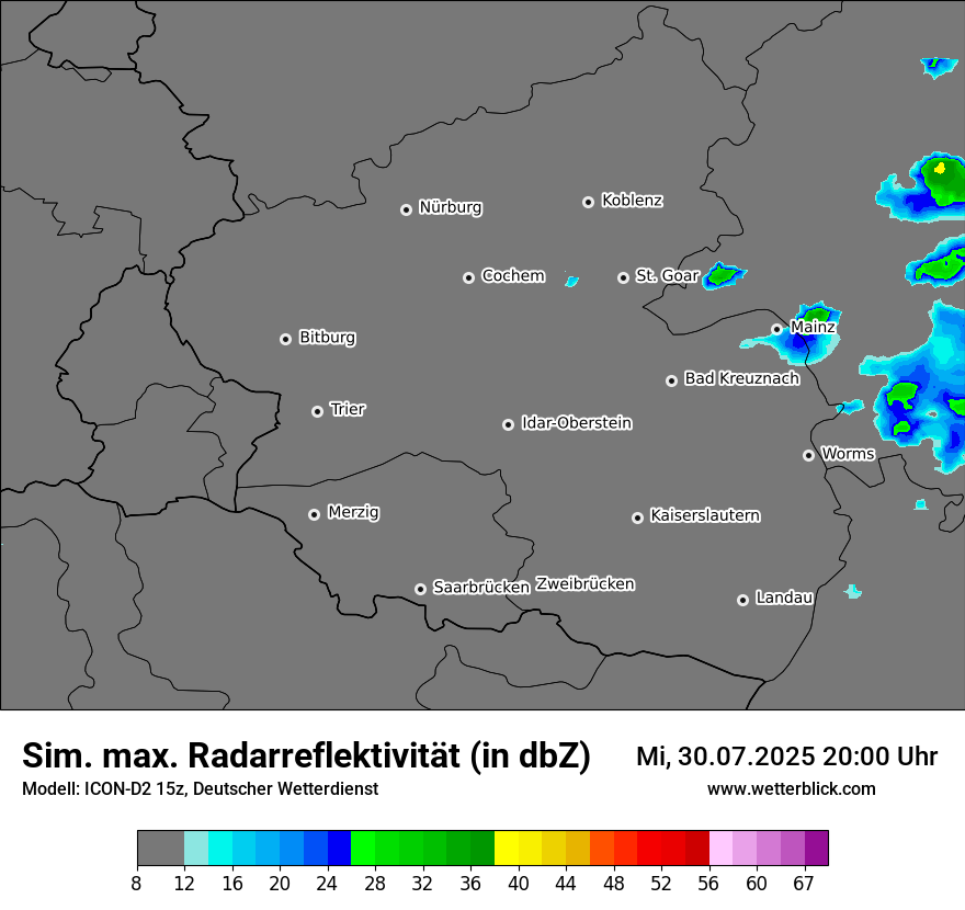 Modellkarten Simuliertes Radarbild