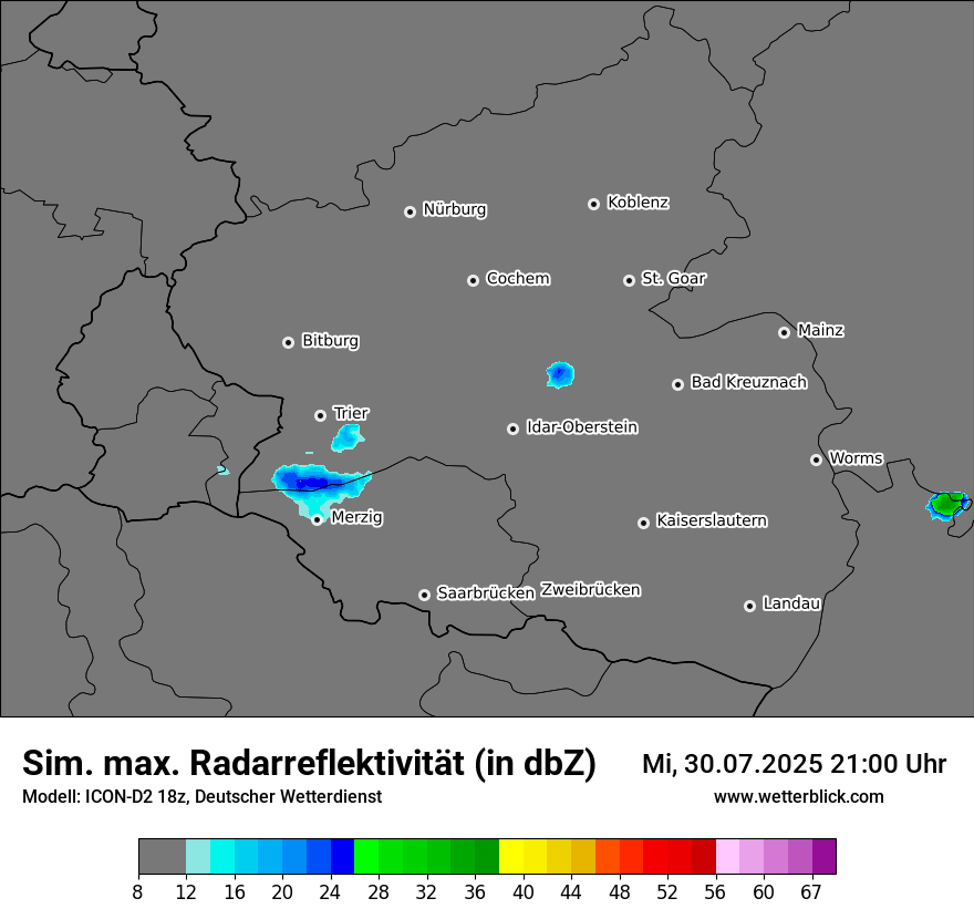 Modellkarten Simuliertes Radarbild