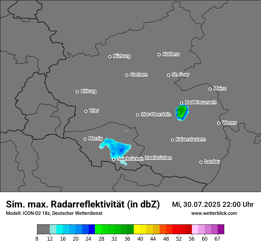 Modellkarten Simuliertes Radarbild