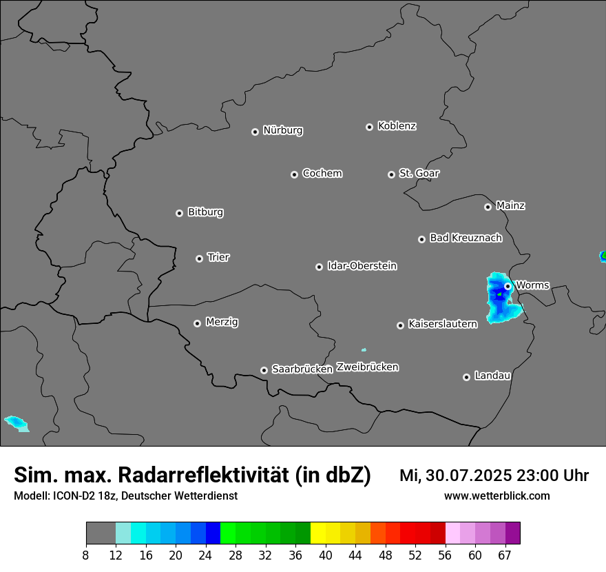 Modellkarten Simuliertes Radarbild