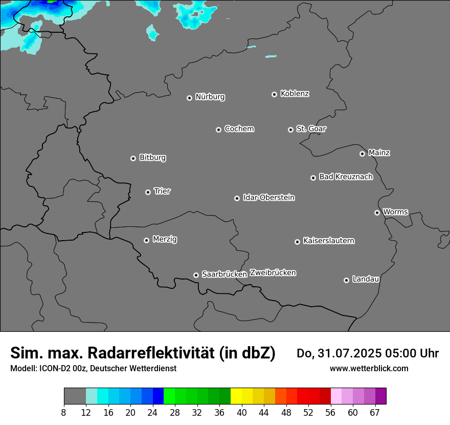 Modellkarten Simuliertes Radarbild
