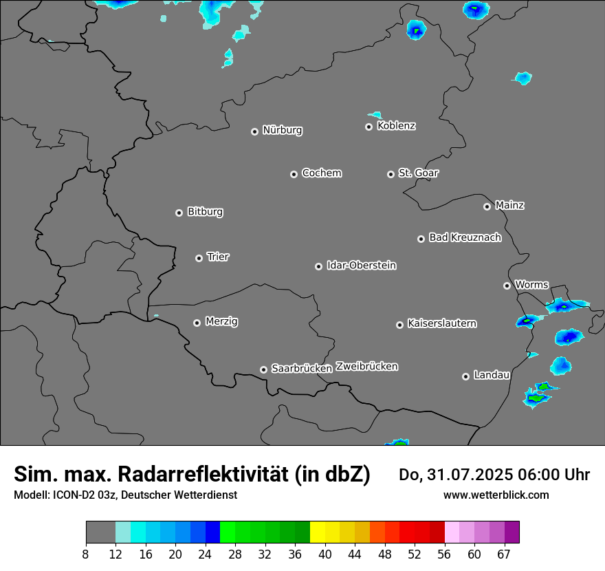 Modellkarten Simuliertes Radarbild