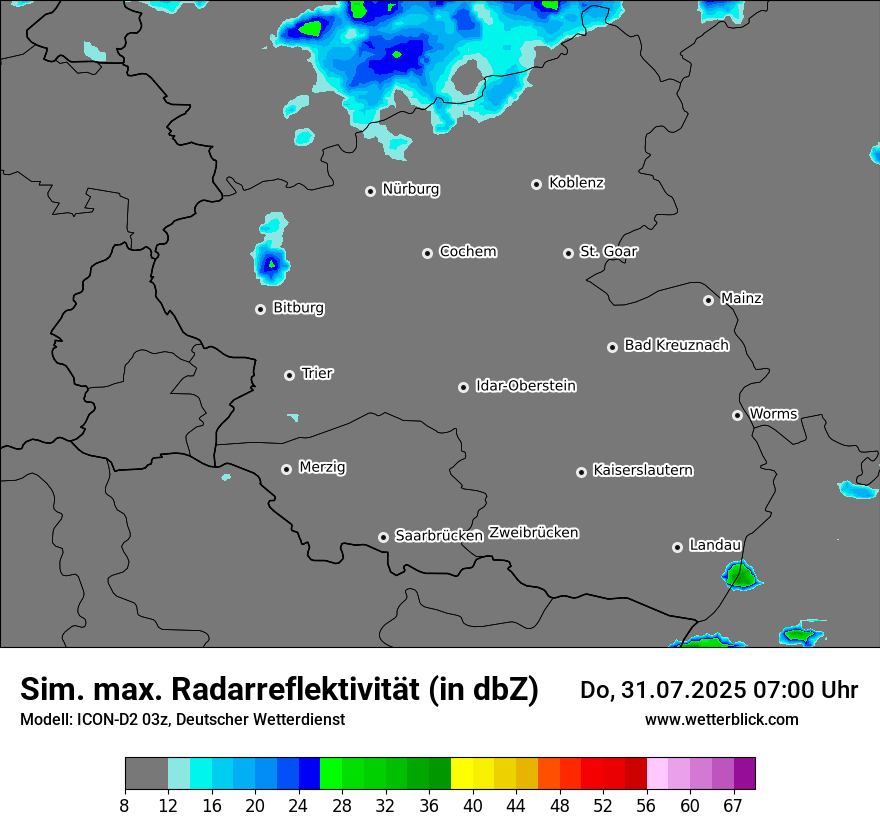 Modellkarten Simuliertes Radarbild