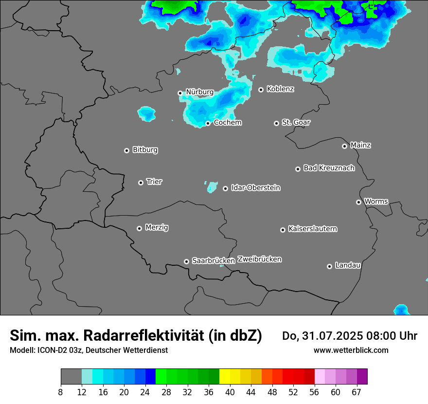 Modellkarten Simuliertes Radarbild