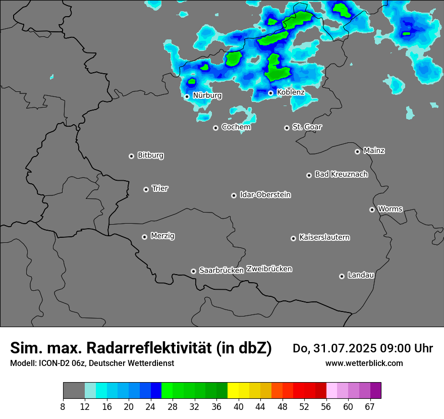 Modellkarten Simuliertes Radarbild