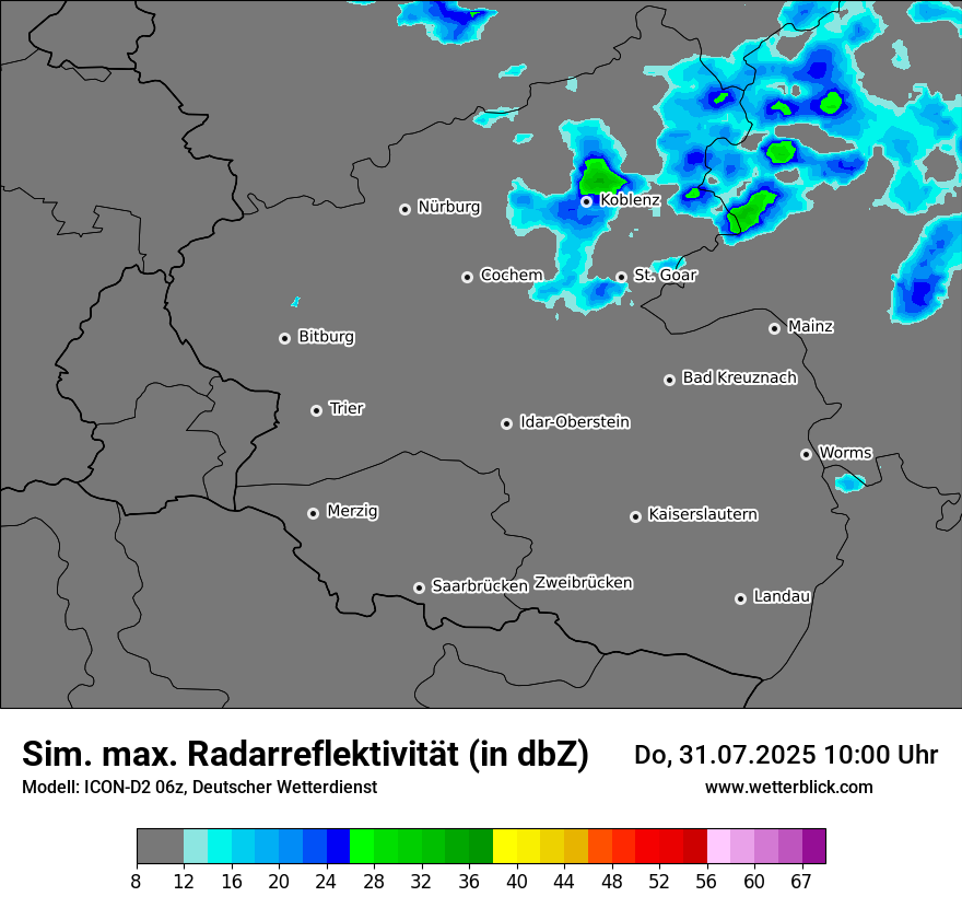 Modellkarten Simuliertes Radarbild