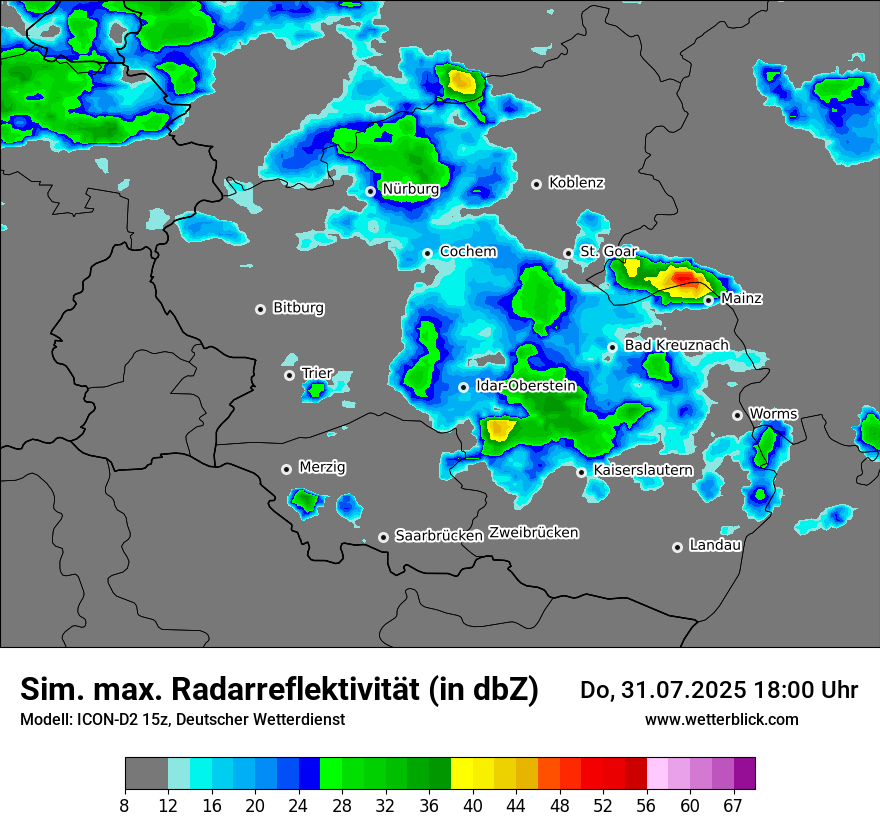 Modellkarten Simuliertes Radarbild