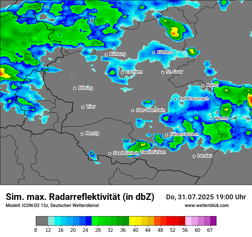 Modellkarten Simuliertes Radarbild