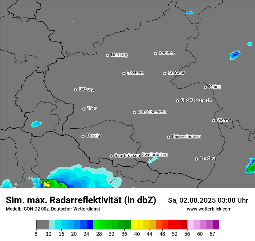 Modellkarten Simuliertes Radarbild