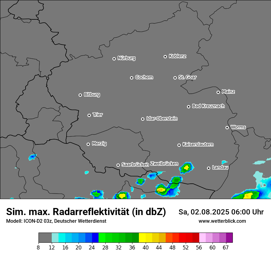 Modellkarten Simuliertes Radarbild