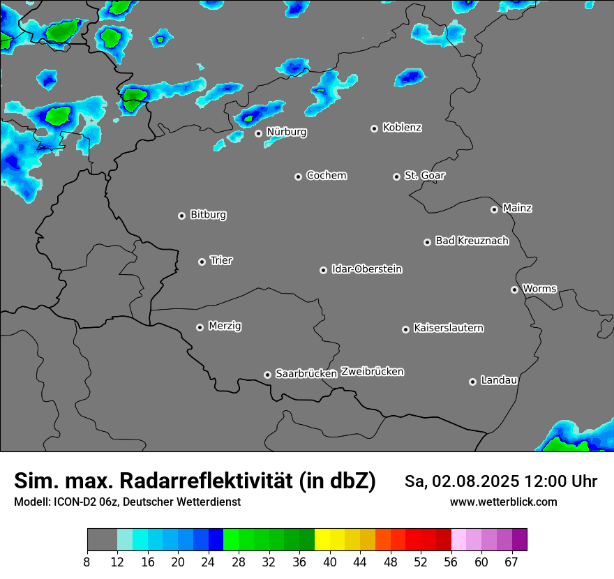 Modellkarten Simuliertes Radarbild