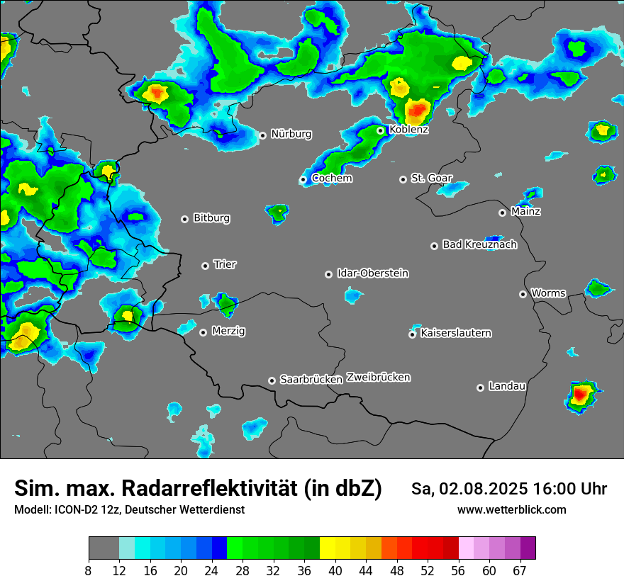 Modellkarten Simuliertes Radarbild