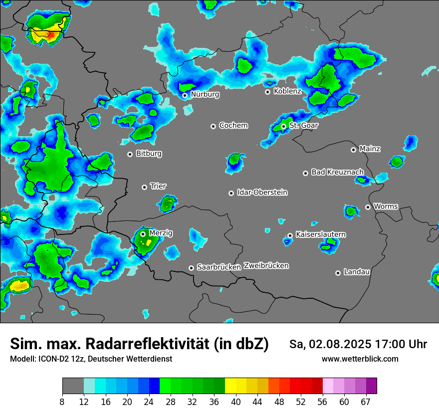 Modellkarten Simuliertes Radarbild